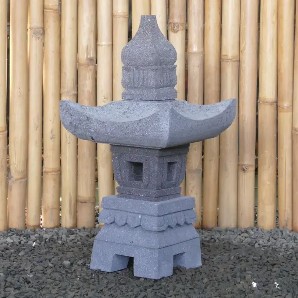 Product image 3 of the product “Japanese style Garden Lantern, made from Andesit Stone. Multipart. 60 cm Height, Roof is 30 cm width. ”